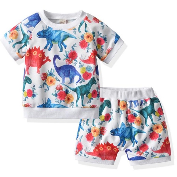 Girls Dinosaur Tee & Shorts Set - Picture 1 of 12